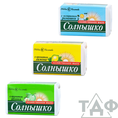 СОЛНЫШКО мыло хозяйственное 140 г/48 в ассортименте