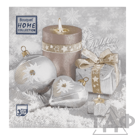 Салфетки 33х33, 20 шт., 3 сл. Праздничный натюрморт Серебро Home Collection Classic/12