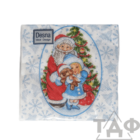 Салфетки 24х24, 40 шт., 1 сл. Дед Мороз и Снегурочка Design/3