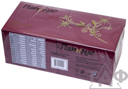 Салфетка "Папирус" 33*33 см 3-сл 250л.бордовые(6)