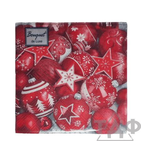 Салфетки 24х24, 25 шт., 3 сл. Новогодняя композиция. Красная Bouquet de Luxe/1
