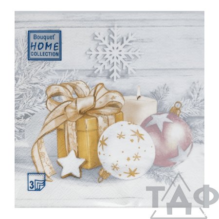 Салфетки 33х33, 20 шт., 3 сл. Праздничный натюрморт Золото Home Collection Classic/12