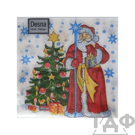 Салфетки 24х24, 40 шт., 1 сл. Дед Мороз и ель Design/32