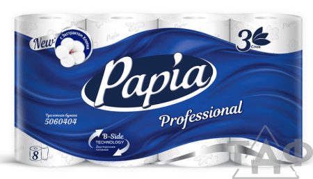 Т/бумага "Papia Professional"  3сл белая 8 шт.в упак /7уп