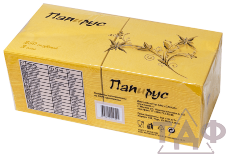 Салфетка "Папирус" 33*33 см 3-сл 250л.желтые