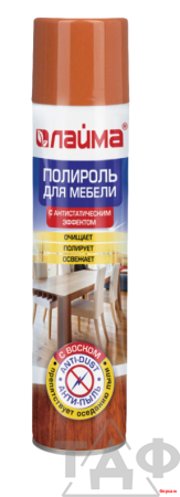 LAIMA Полироль для мебели Антипыль с воском и антистатиком, 300 мл/12