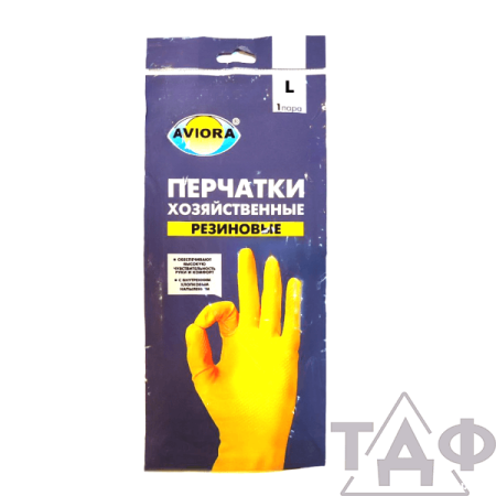 Перчатки хоз. латексные АВИОРА L с х/б напыл. 12/240