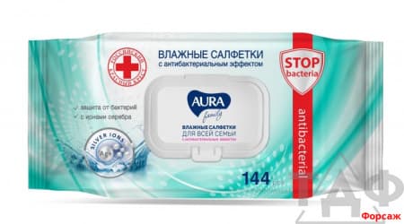 AURA Влажные салфетки антибактериальные для всей семьи