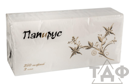 Салфетка "Папирус" 33*33 см 3-сл 250л.белые (6)