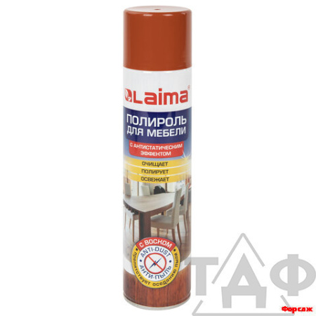 LAIMA Полироль для мебели Антипыль с воском и антистатиком, 300 мл/12
