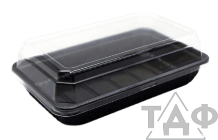 Суши-бокс ПП дно черное верх прозрачный 206х149х27 /200шт в кор