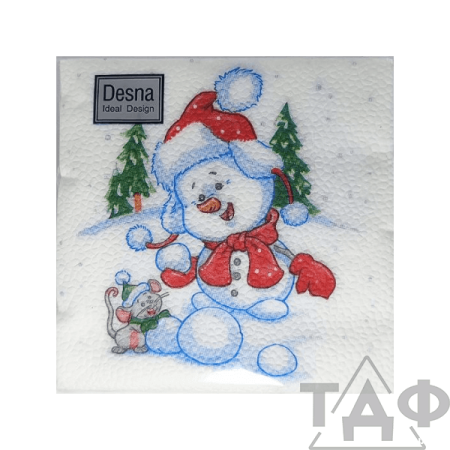 Салфетки 24х24, 40 шт., 1 сл. Снеговичок Design/32