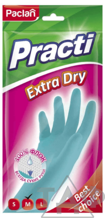Перчатки резиновые Paclan Practi extra dry M/20